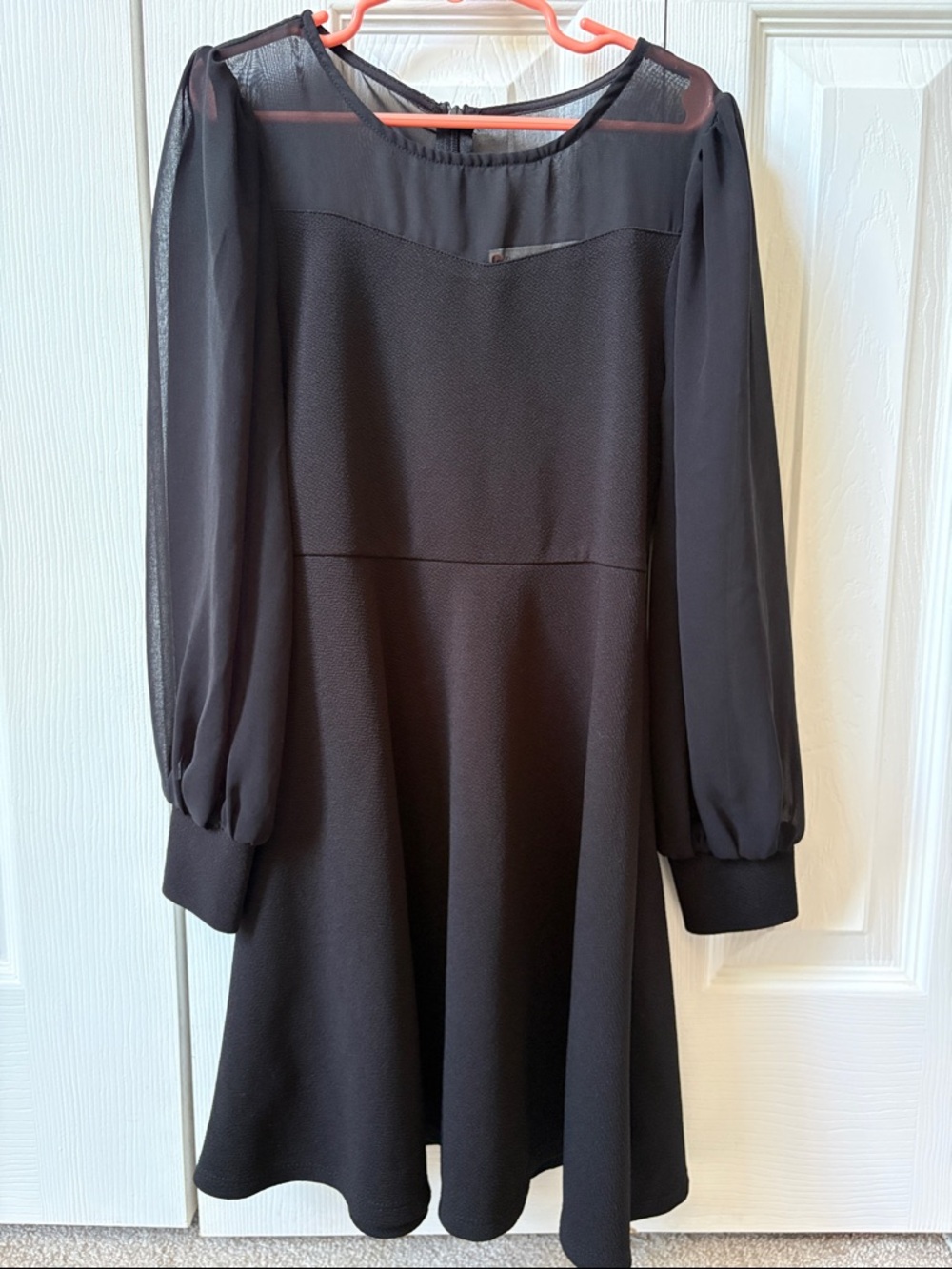 Poppies and Roses Girls Black Long-Sleeve A-Line Dress (Size 8)